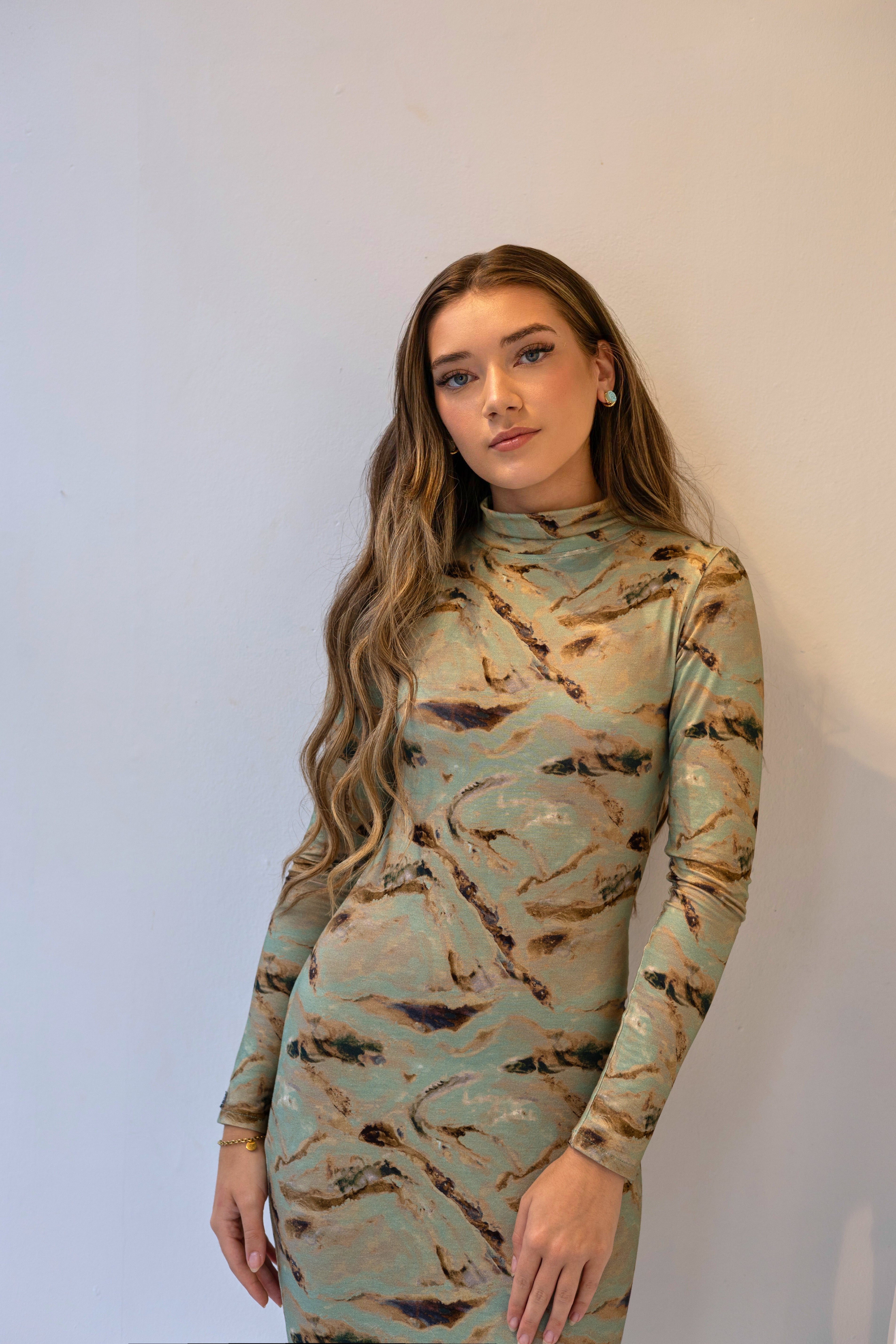 Long Sleeve Mock Neck Dress – sooley designs inc