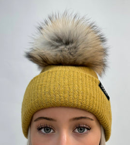 Cashmere Hat With Fur Pom