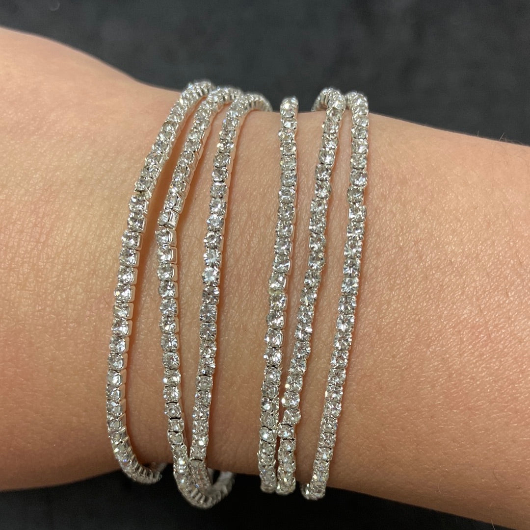 Silver Rhinestone Bracelet Set