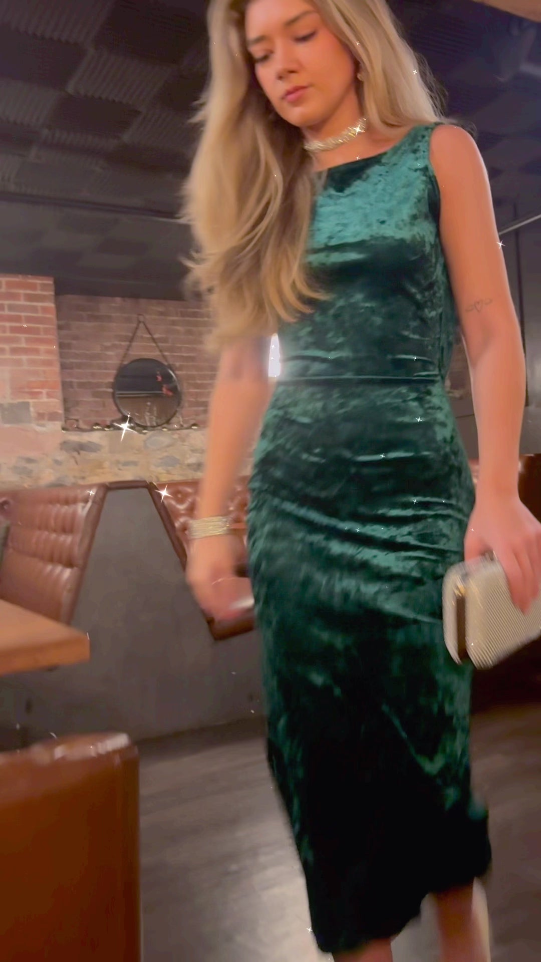 Emerald velvet cocktail dress