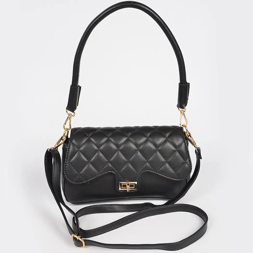 Black Quilted Flap Purse